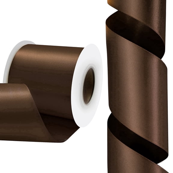 Double Face Satin Ribbon3 inch X 15 Yards Polyester Ribbon for Gift Wrapping Very Suitable for Weddings Party Hair Bow Invitation Decorations and More Brown