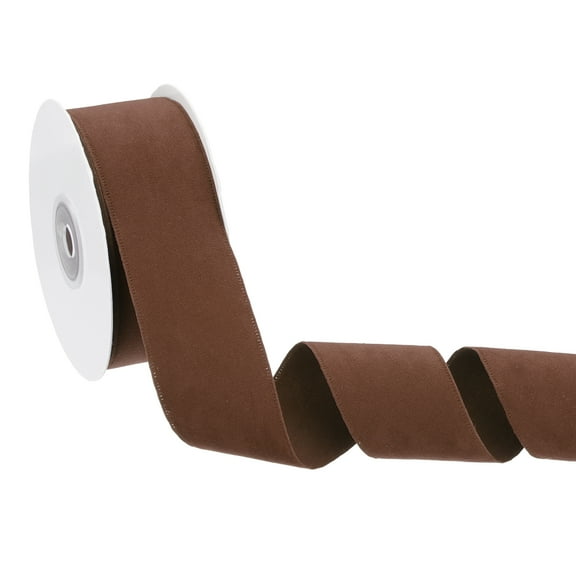 Double Face Velvet Ribbon for Gift Wrapping, 1-1/2 Inch x 10 Yard Velvet Wired Vintage Trim Ribbons, Brown
