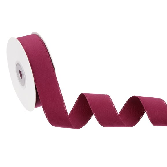 Double Face Velvet Ribbon for Gift Wrapping, 1 Inch x 10 Yard Velvet Wired Vintage Trim Ribbons, Burgundy