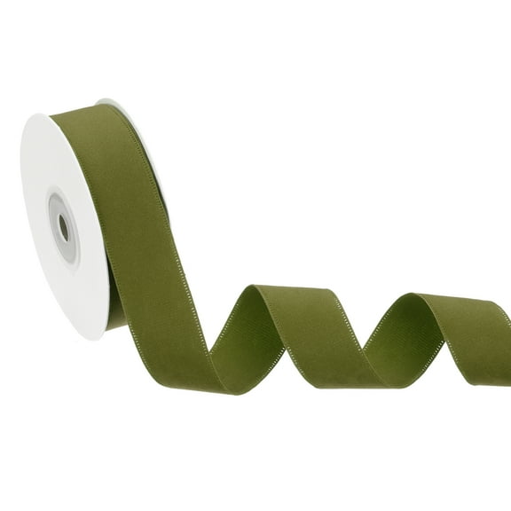 Double Face Velvet Ribbon for Gift Wrapping, 1 Inch x 10 Yard Velvet Wired Vintage Trim Ribbons, Dark Green