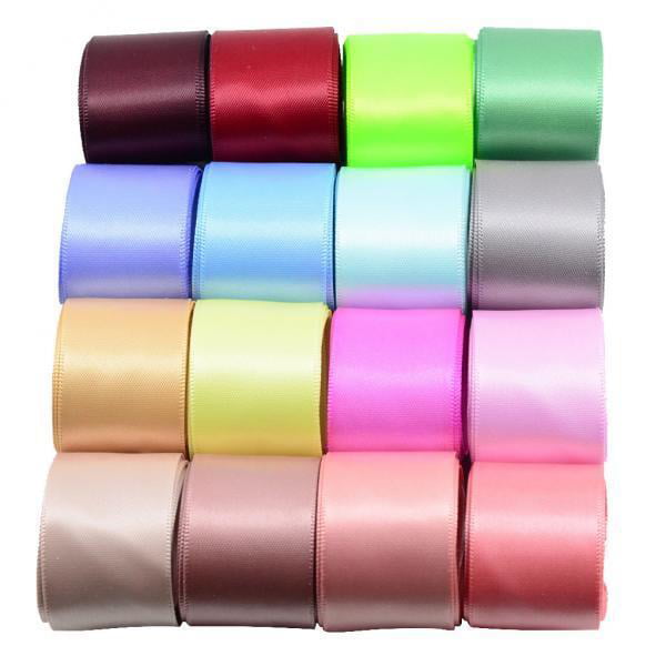 2x Bundle of 16 Colors Satin Ribbon Double Faced for dding Gifts Wrapping DIY, Size: As described