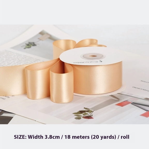 Double Faced Satin Ribbon 3.8cm x 20 Yards Double Sided Solid Polyester ribbon Ribbon for Gift Wrapping Party Hair Braids Bow Floral Arrangement Craft SuppliesDeep Champagne color