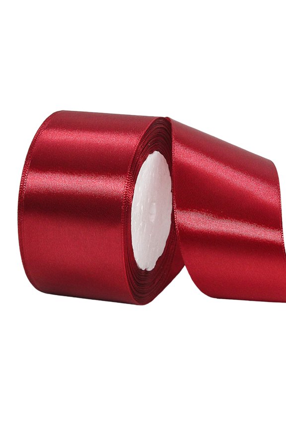 Double Faced Satin Ribbon For Crafts And Gift Wrap, 2 Inch X 25 Yards Wide Fabric Ribbon For Wreath Christmas Bow Wedding Decor, Burgundy