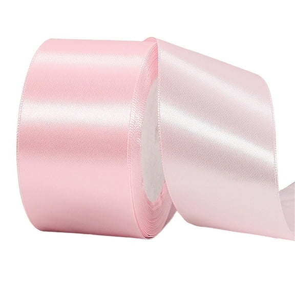 Double Faced Satin Ribbon For Crafts And Gift Wrap, 2 Inch X 25 Yards Wide Fabric Ribbon For Wreath Christmas Bow Wedding Decor, Pink