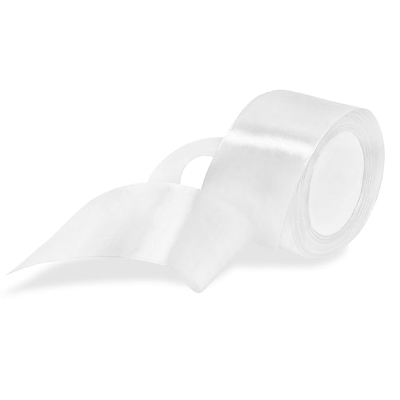 Double Faced Satin White Ribbon 2 Inch x 25 Yards Wide White Solid Satin Ribbon for Crafts Gift Wedding Deco Hair Bows Valentine's Day Wrapping Invitation Wedding Car Decoration and Other Projects