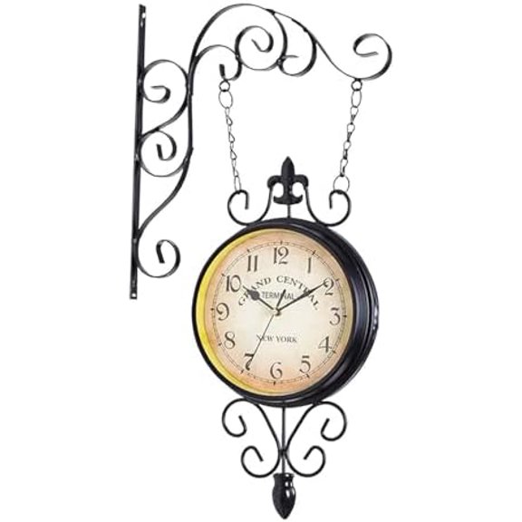 Double Faced Station Clock Antique Hanging for$$Home Decor, Kitchen, & Other