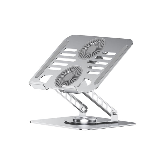 Double Fan Aluminum Laptop Cooling Pad For 17.3Inch Computers Adjustables Stand With AntiSlip Base And Rotating Base