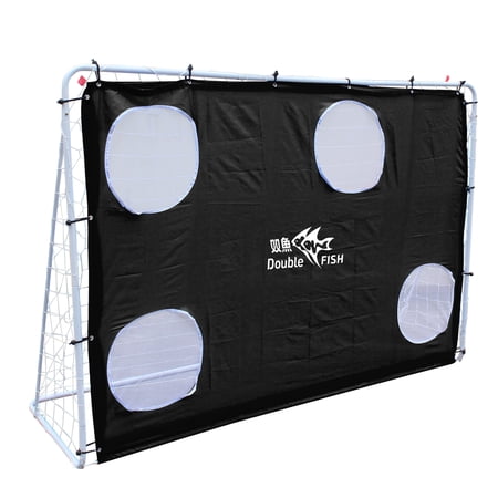 Double Fish 7.5ft × 5ft 2-in-1 Soccer Goal, Multi-Position Target Shooting Training Football Net, Heavy Duty Weather Resistant Frame Portable Backyard Outdoor Soccer Practice Goal for Adults & Youths