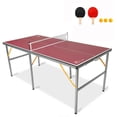 thumbnail image 1 of Double Fish Foldable & Portable Table Tennis Table with Net, 2 Paddles and 3 Balls, 6ft, Outdoor Indoor Game, 1 of 8