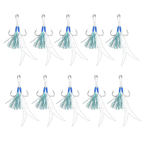Double Fishing Assist Hook for Vertical Jigging Lures, 10Pcs Jigging Hook Set