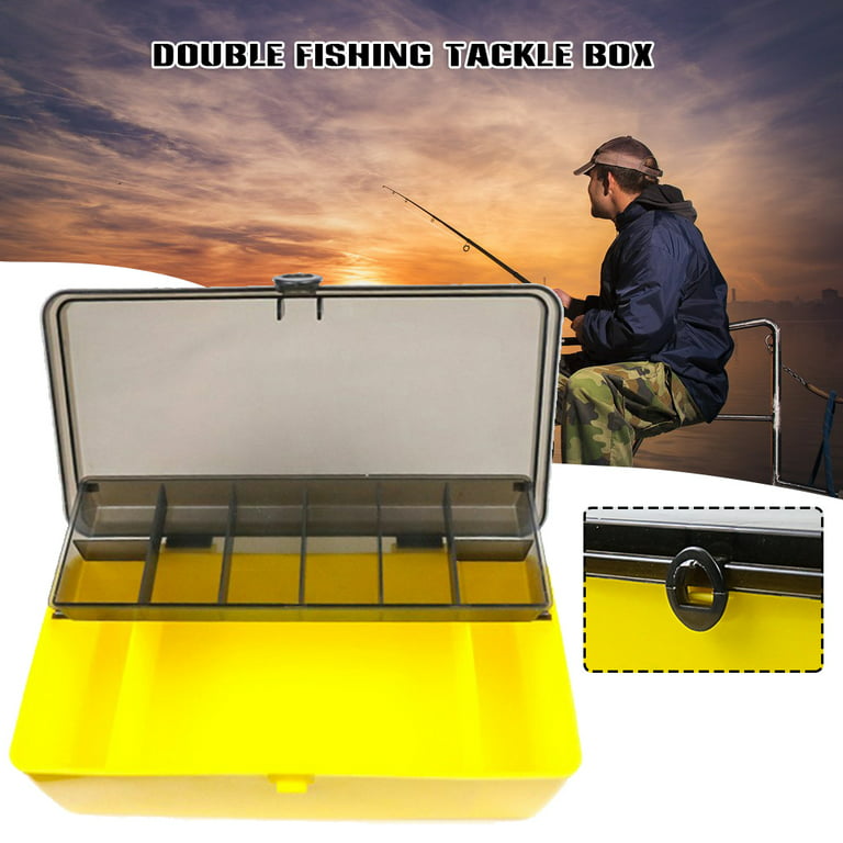 Double Fishing Tackle Plastic Box Fishing Lure Storage Container(Yellow) 