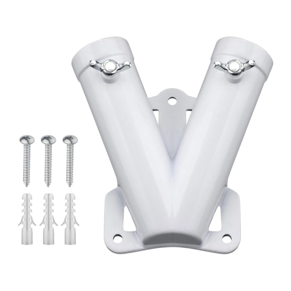 Double Flag Poles Holder Bracket Metal Texture for Outdoor Event V Shaped Base Supports up to 150kg Weight Capacity