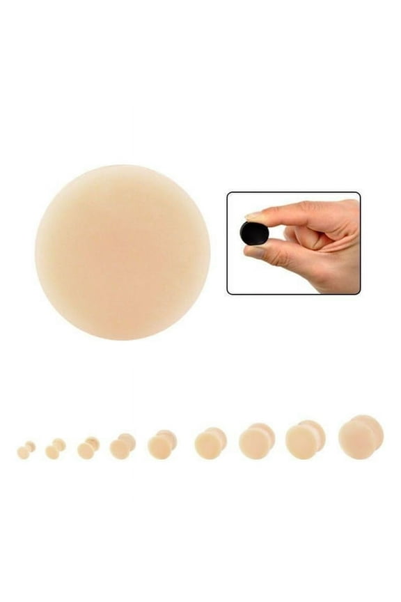 8G to 7/8" Silicone Flesh Tone Double Flare Flexible Plugs Ear Gauges Piercing Jewelry Men Women Sold as Pair