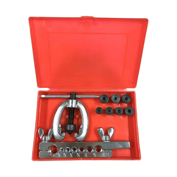 Double Flaring Tool Kit Brass Tubing Tool with Case Tube Flaring Tools for Copper Pipe Refrigeration Air Conditioning Vehicle