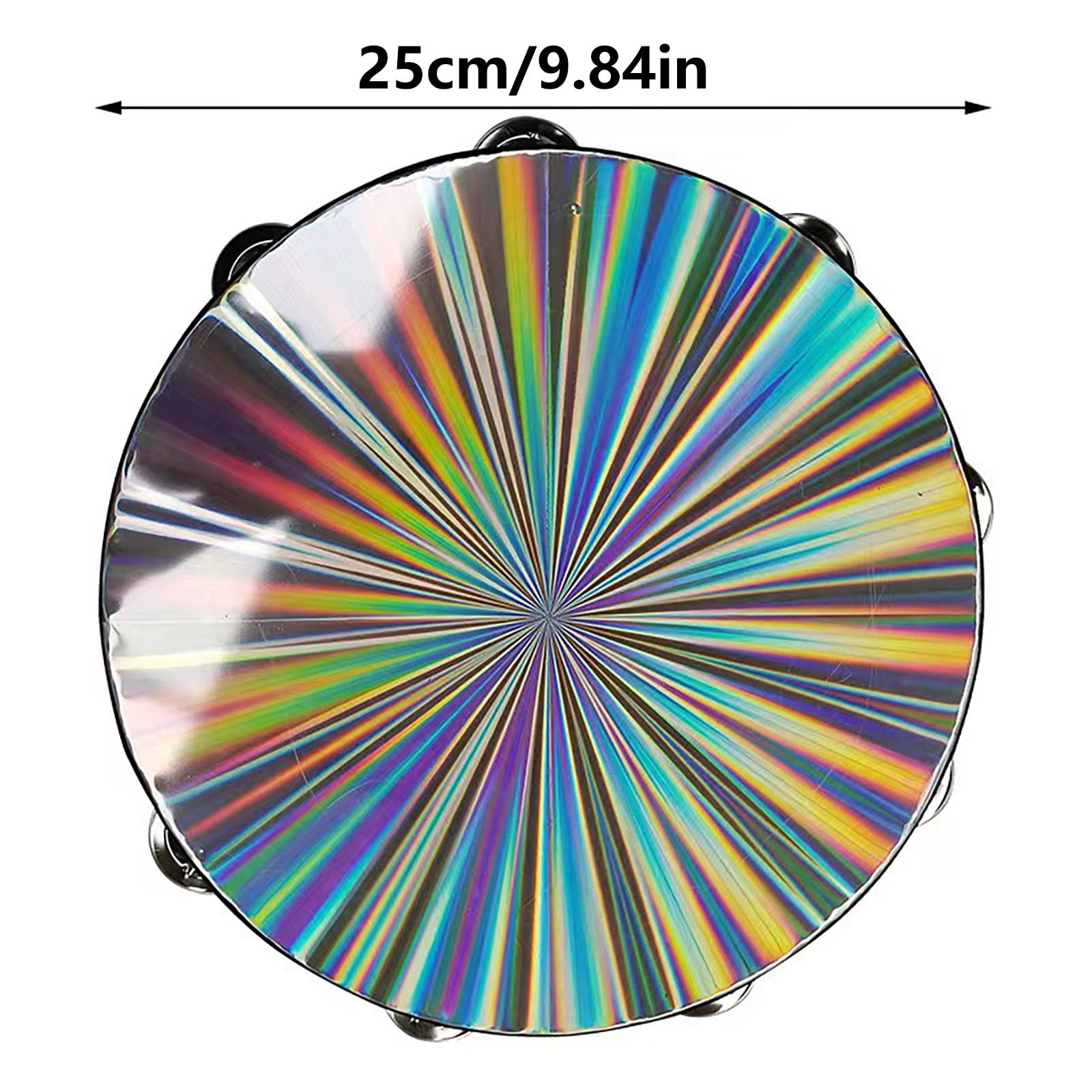 Double Flash Drum Tambourine | 6/8/10 Inch Hand Drum with Reflective ...