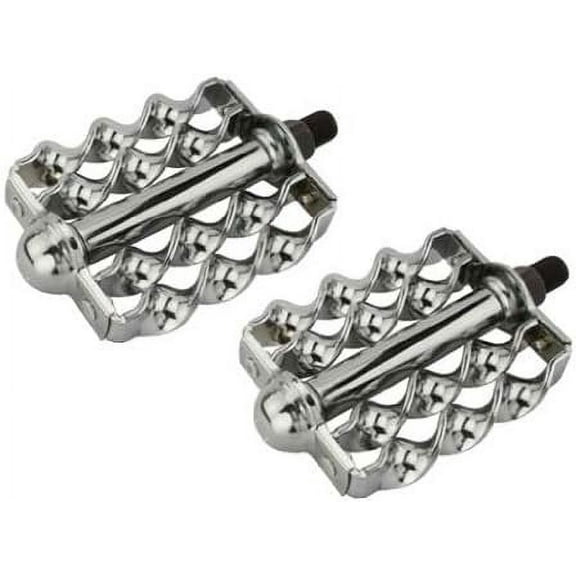 Double Flat Twisted 1/2" Pedals Chrome. Bike Pedals, Bicycle Pedal, for lowrider, Beach Cruiser, Chopper, Limo, Stretch Bike