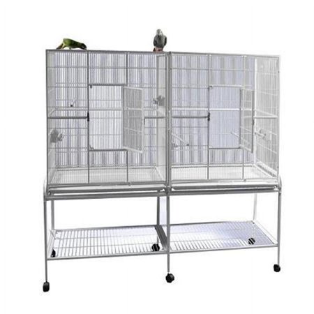 Double Flight Cage with Divider - Platinum