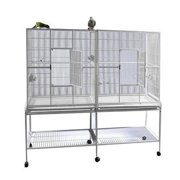 Double Flight Cage with Divider - White