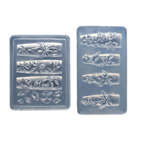 Double Floral Nail Embossed Mould Reusable 3D Blossoms Stamping Set