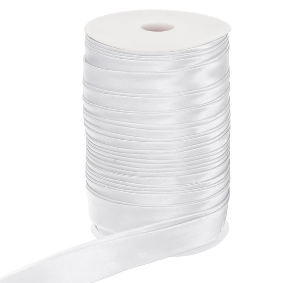 Uxcell Double Fold Bias Tape, Continuous Bulk Satin Fabric for Sewing and Quilting White