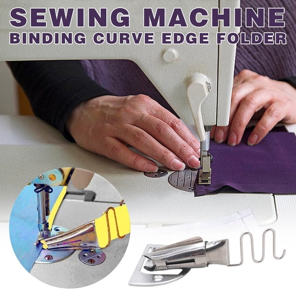 Double Fold Bias Tape Binder Attachment for Industrial Sewing Machine, Adjustable Edge Binding Folder for Clean Hem and Piping on Clothing, Leather, Bags and Boxes