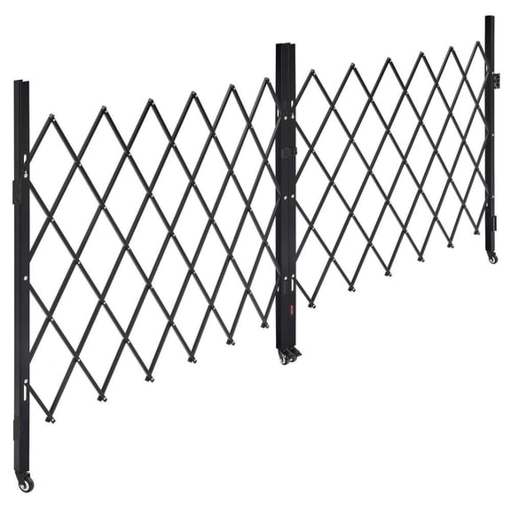 Double Folding Security Gate 125.98 X 63.19 in Steel Retractable Scissor Barricade Door with Lockable 360 Swivel Casters for Garage Warehouse Entry