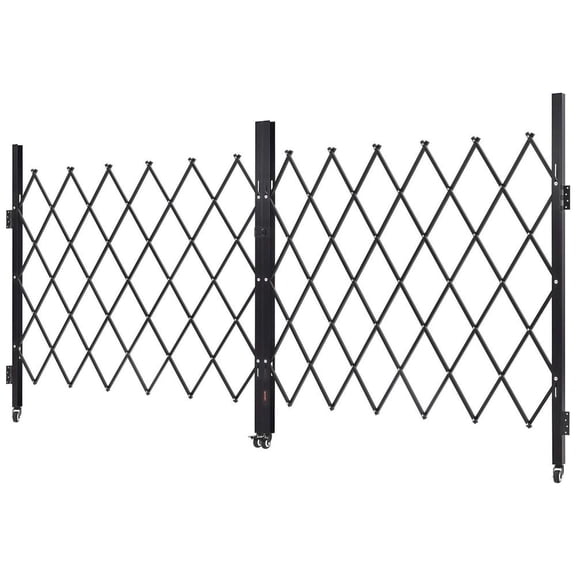 Double Folding Security Gate 125.98 X 63.19 in Steel Retractable Scissor Barricade Door with Lockable 360 Swivel Casters for Garage Warehouse Entry