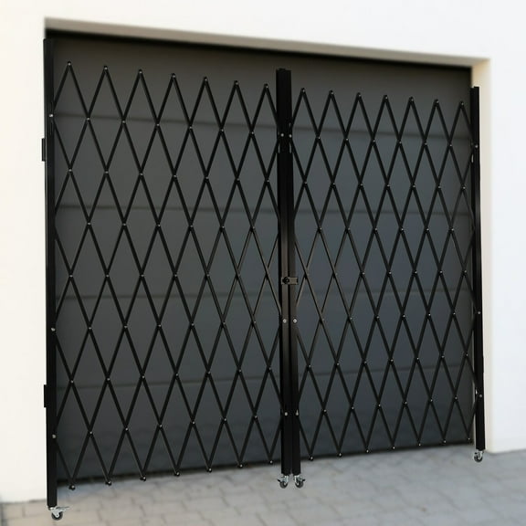 Double Folding Security Gate, 360 Rolling Door Gate 6-1/2'H x 12'W Scissor Gate