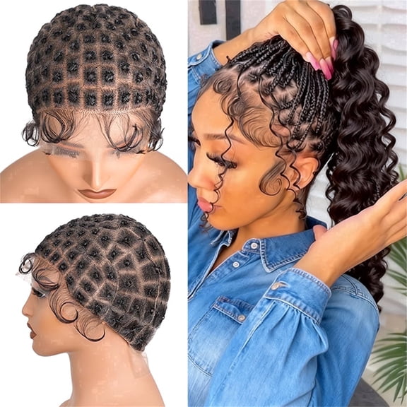 More Beautiful Crochet Braided Wig Cap with Edges Breathable Double Full Lace DIY(123 Knots)