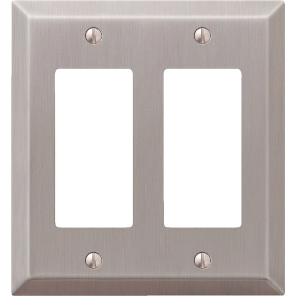 Double GFCI Rocker 2-Gang Decora Wall Switch Plate, Brushed Nickel