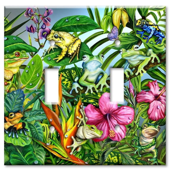 Double Gang Toggle OVERSIZE Wall Plate - Frog Party