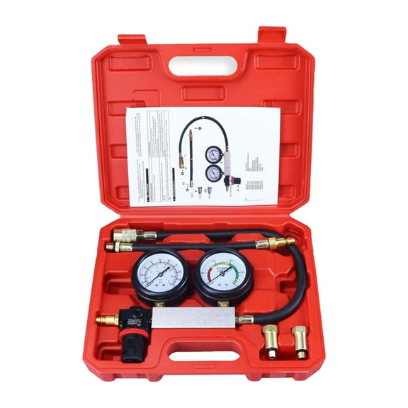 Double Gauge Leakdown Detector Cylinder Leak Down Tester with Case for Car Motorcycle Engine Compression Tester