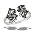 thumbnail image 1 of Double Ginkgo Leaf Ring 925 Sterling Silver Medicine Band Jewelry Female Male Unisex Size 7, 1 of 4