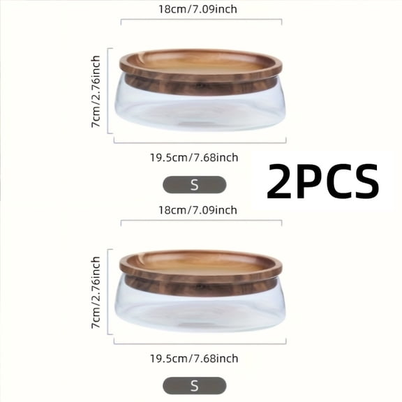 Double Glass Candy Storage Box with Wooden Lid, Multi-functional Kitchen Organizer for Nuts, Snacks, and Holiday Essentials, Housewarming Gift Set