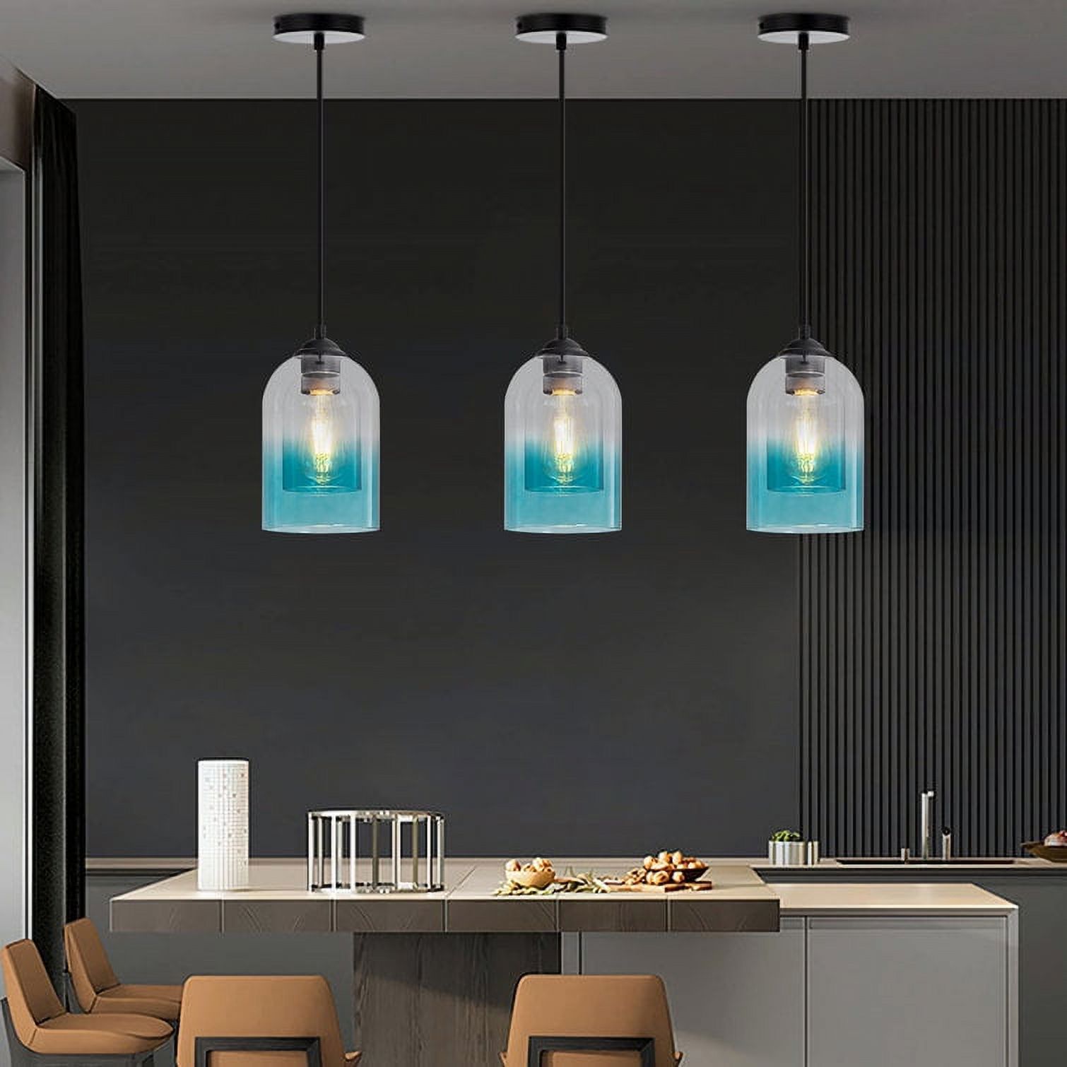 Double Glass Gradient Pendant Lighting, Height Adjustable Pendant Light