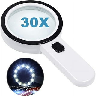 Magnifying Glass with Light, 30X High Power Handheld Large Magnifiers 12 LED Illuminated Lighted Magnifier Lens for Seniors Reading Small Print Stamps