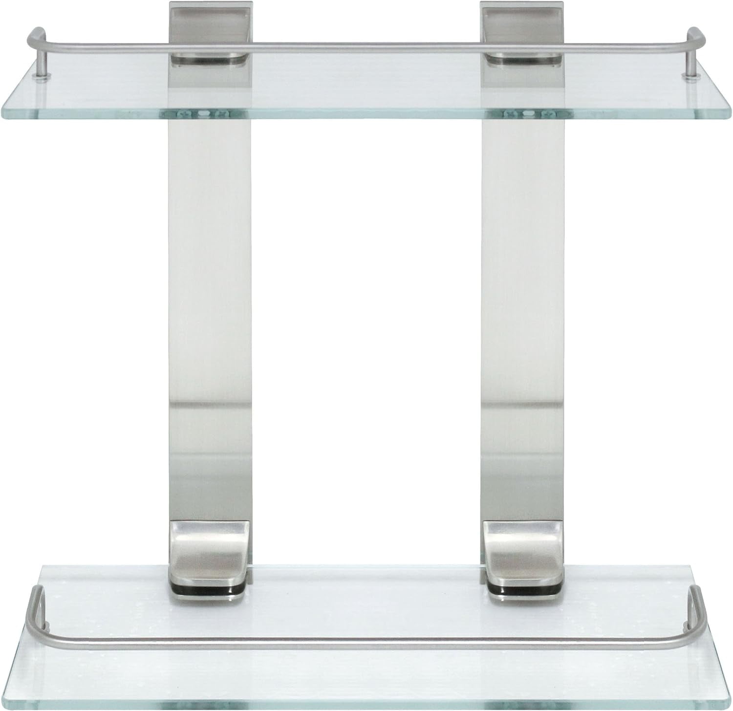 Double Glass Wall Shelf With Rail 5 Year Warranty