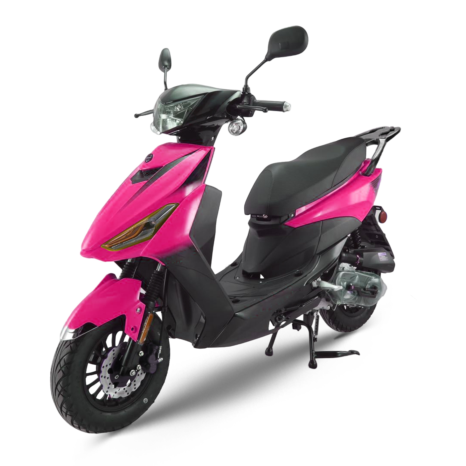 Double Global 50cc Gas Moped Motorcycle, 4 Stroke Adult Moped with 10" Aluminum Wheels , LCD Speedometer and LED Light