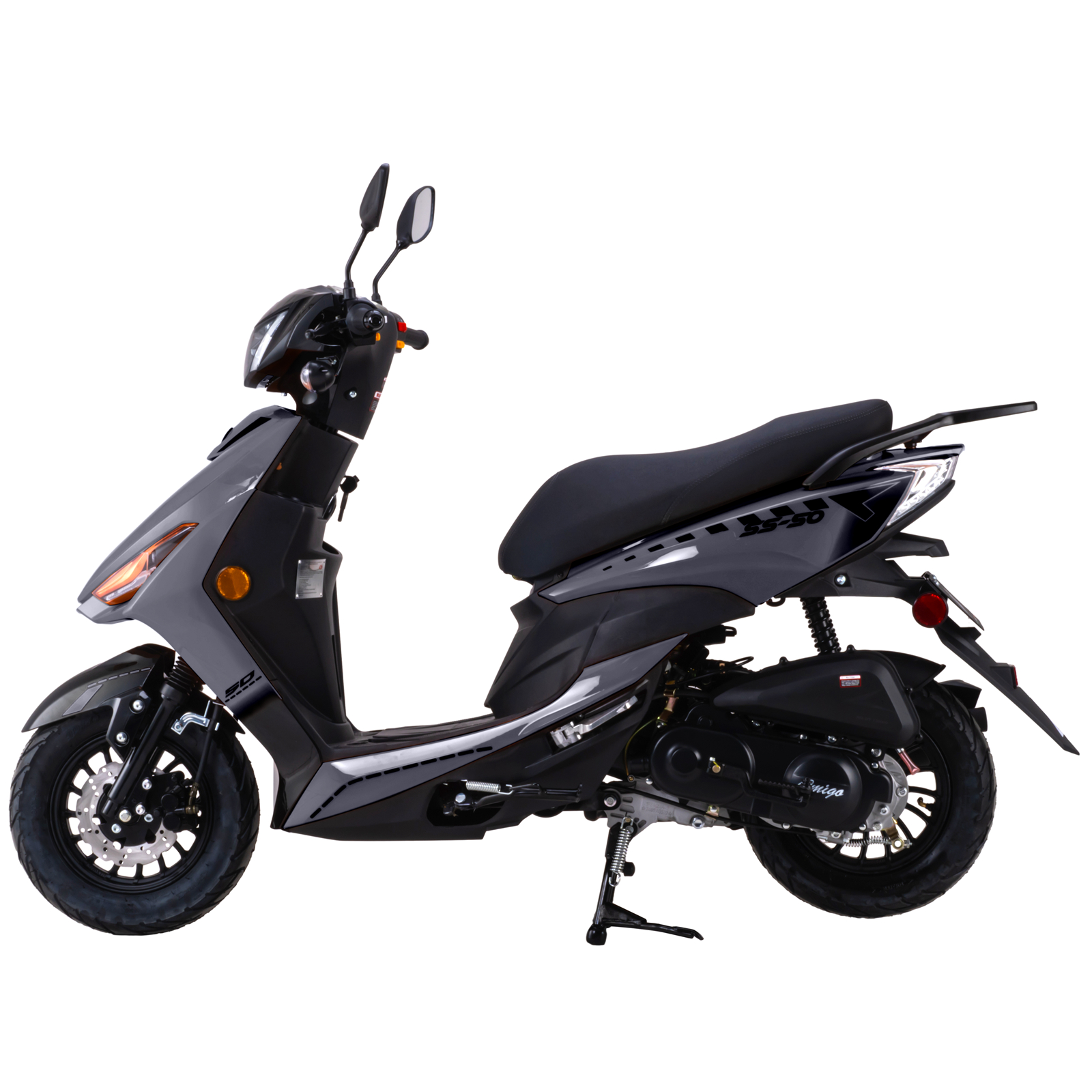 Double Global Brand 200 Gas Moped Adult Gas Street Moped with 12" Wheels! LED Headlight!
