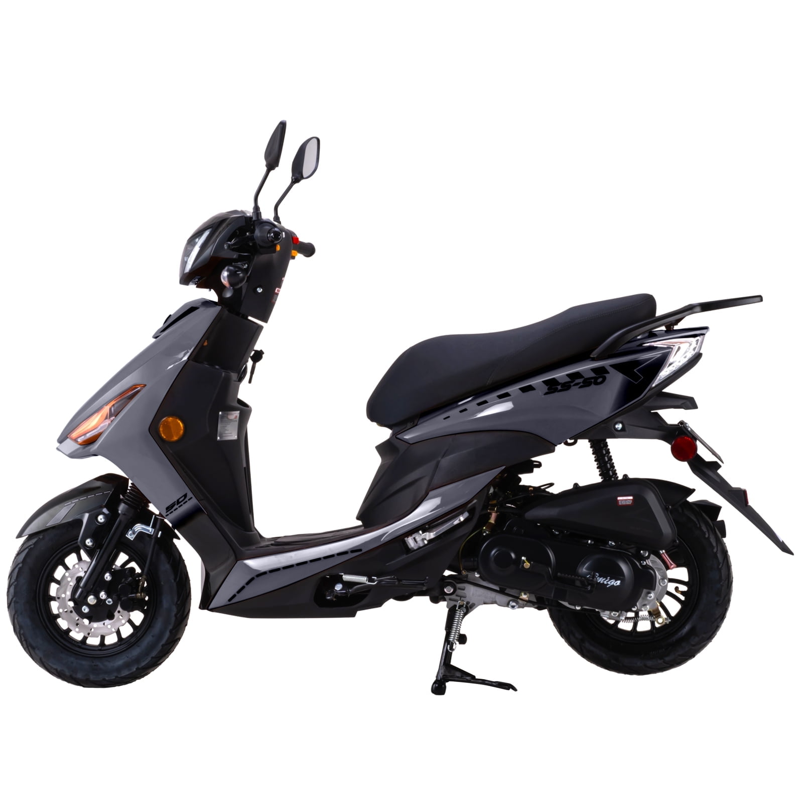 Double Global Brand 50 Gas Moped Adult Gas Street Moped with 12" Wheels! LED Headlight!