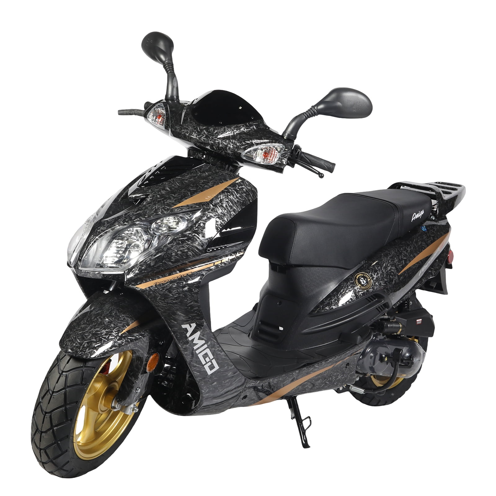 Double Global Brand New 200cc Gas Moped Motorcycle, 10" Wheels Electric/Kick Start! Large Headlights,Assembled in US, Deliver to Use