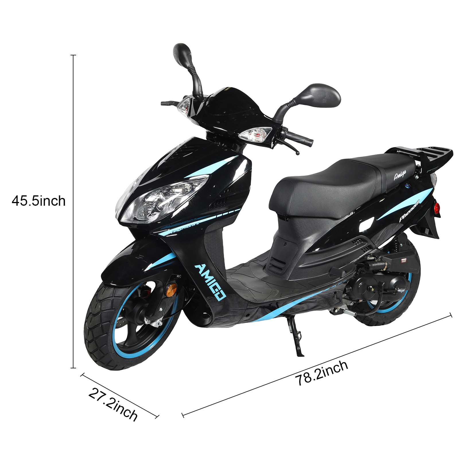 Double Global Brand New 200cc Gas Moped Motorcycle, 10" Wheels Electric/Kick Start! Large Headlights,Assembled in US, Deliver to Use