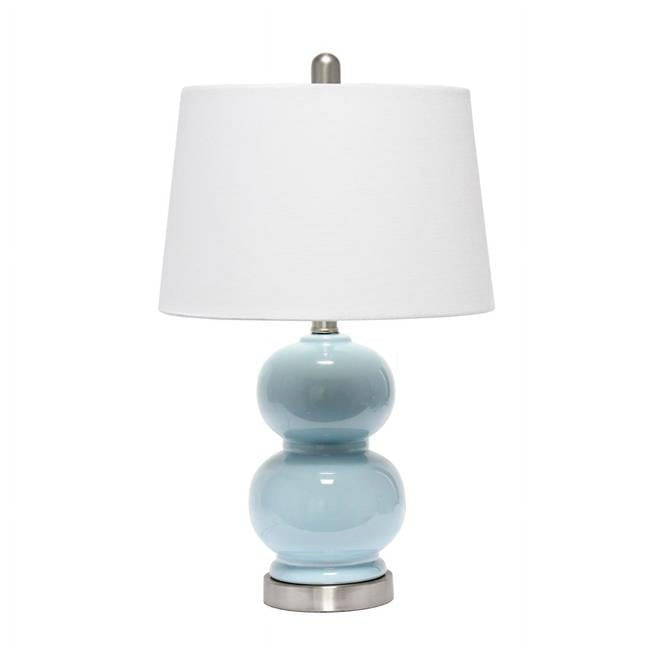Light Blue Ceramic Double Gourd Table Lamp with White Shade