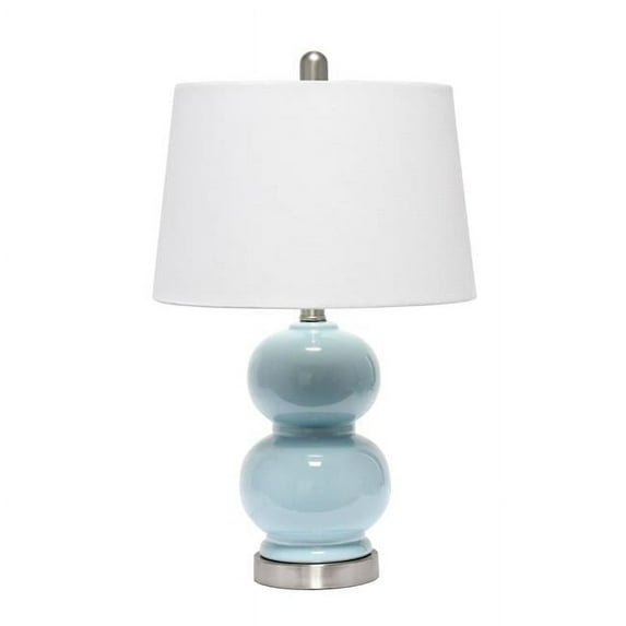 Double Gourd Ceramic Table Lamp, Light Blue