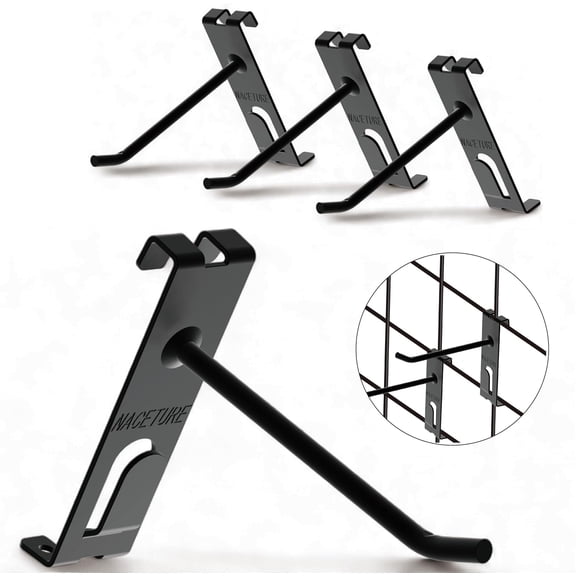 Double Gridwall Hooks- 24 Pcs Display Hooks for Grid Wall Panel- Grid Wall Hooks 4 inch with Extra Hook On the Bottom- Durable Peg Hook Wall Grid Panel Hooks for Hanging Retail Gridwall Accessories