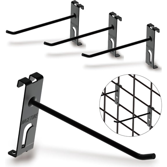 Double Gridwall Hooks- 24 Pcs Display Hooks for Grid Wall Panel- Grid Wall Hooks 6 inch with Extra Hook On the Bottom- Durable Peg Hook Wall Grid Panel Hooks for Hanging Retail Gridwall Accessories