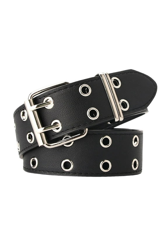 Double Grommet Belt Adjustable Punk with Eyelet Cosplay Men