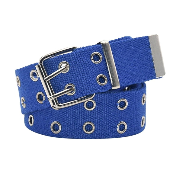 Double Grommet Belt Pu Leather Punk Belt Casual Canvas Waist Belt Casual Canvas Belt for Unisex Jeans 2 Hole Belts by Awwp Blue One Size