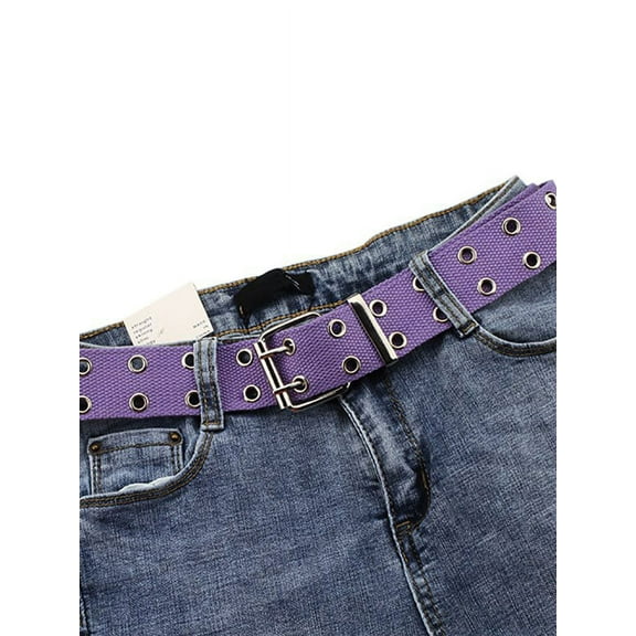 Double Grommet Leather Belt - Double Prong Belt Buckle - 2 Hole Grommet Belt for Women or Men