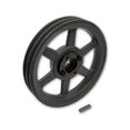 thumbnail image 2 of Cast Iron 4 Inch Dual Groove Pulley Belt - A Section 4L With 1-1/8" Sheave Bushing Included 2 of 6